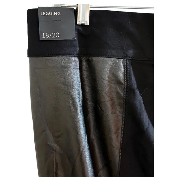 LANE BRYANT Size 18/20 Black With A Gold Finish Faux Leather Insert Leggings - Picture 5 of 12